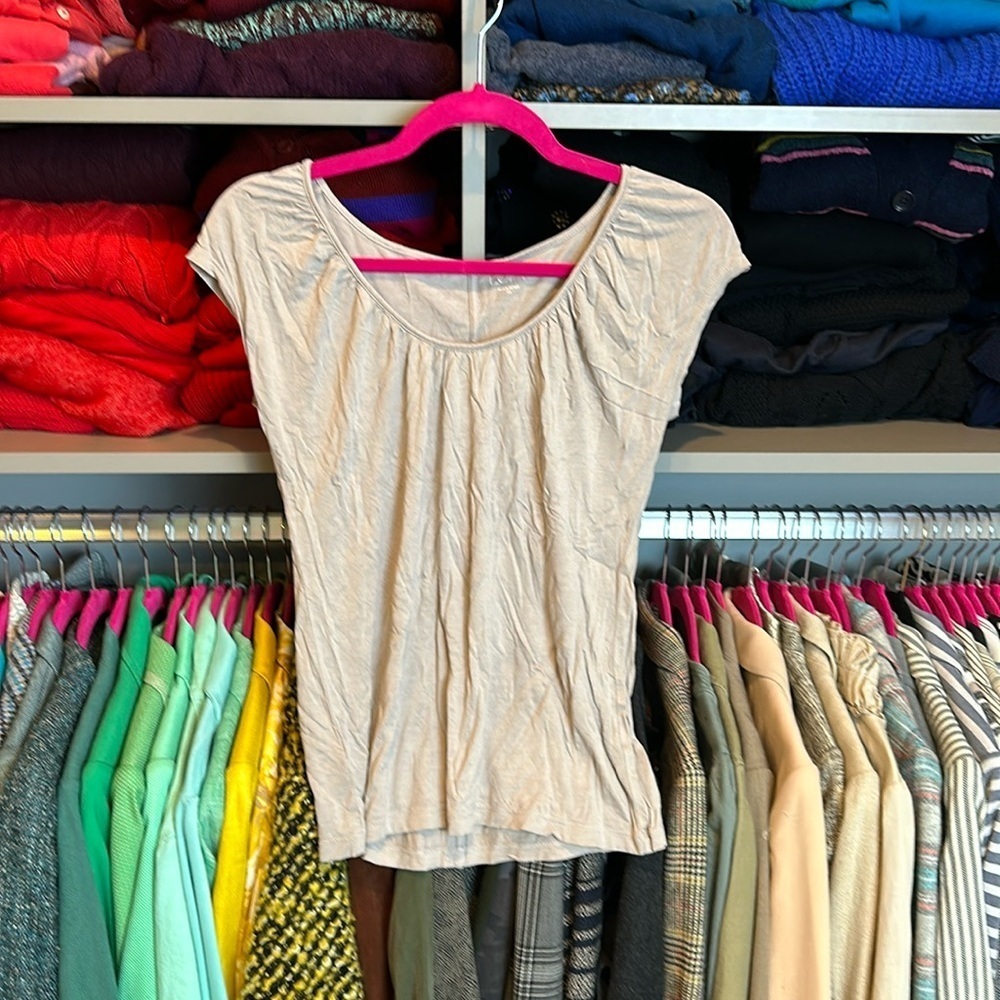Loft tan scoop neck top size XS